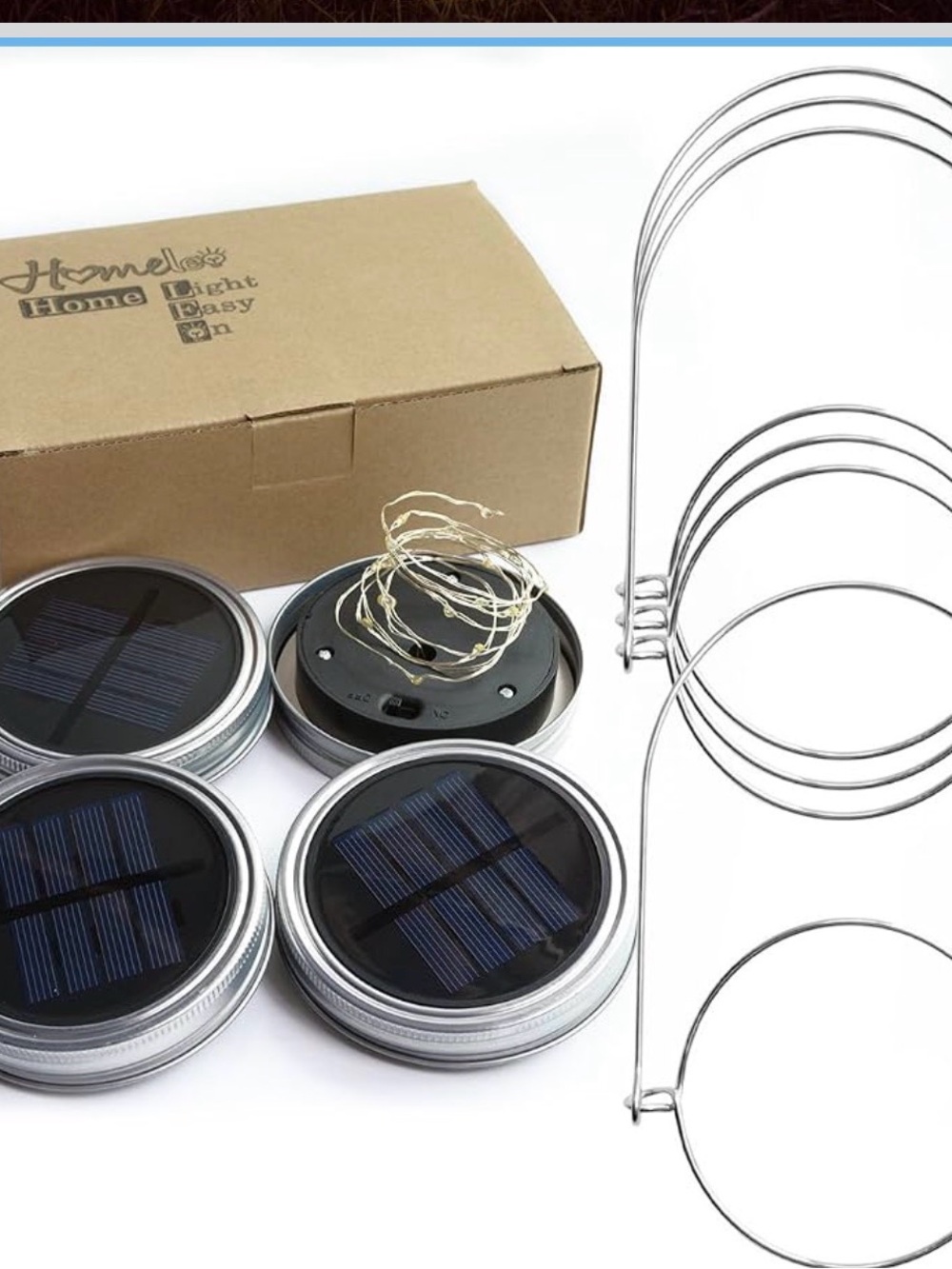 Solar Mason Jar Lid Lights - Silver LED Set